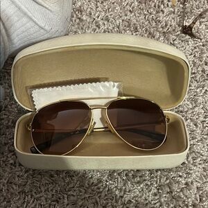 Gold Aviator Sunglasses with Case